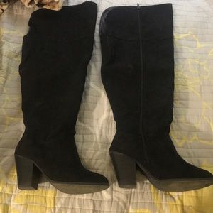 Wide width black knee high boots